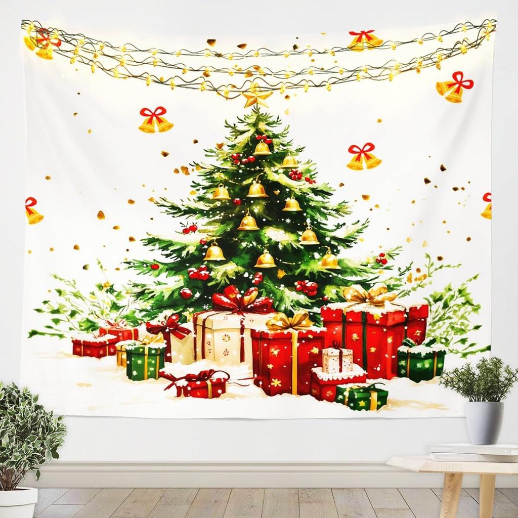 Рождественский Санта Клаус Настенный гобелен Рождественское настенное украшение Елка Настенное украшение Великолепная рождественская елка Камин Подарки