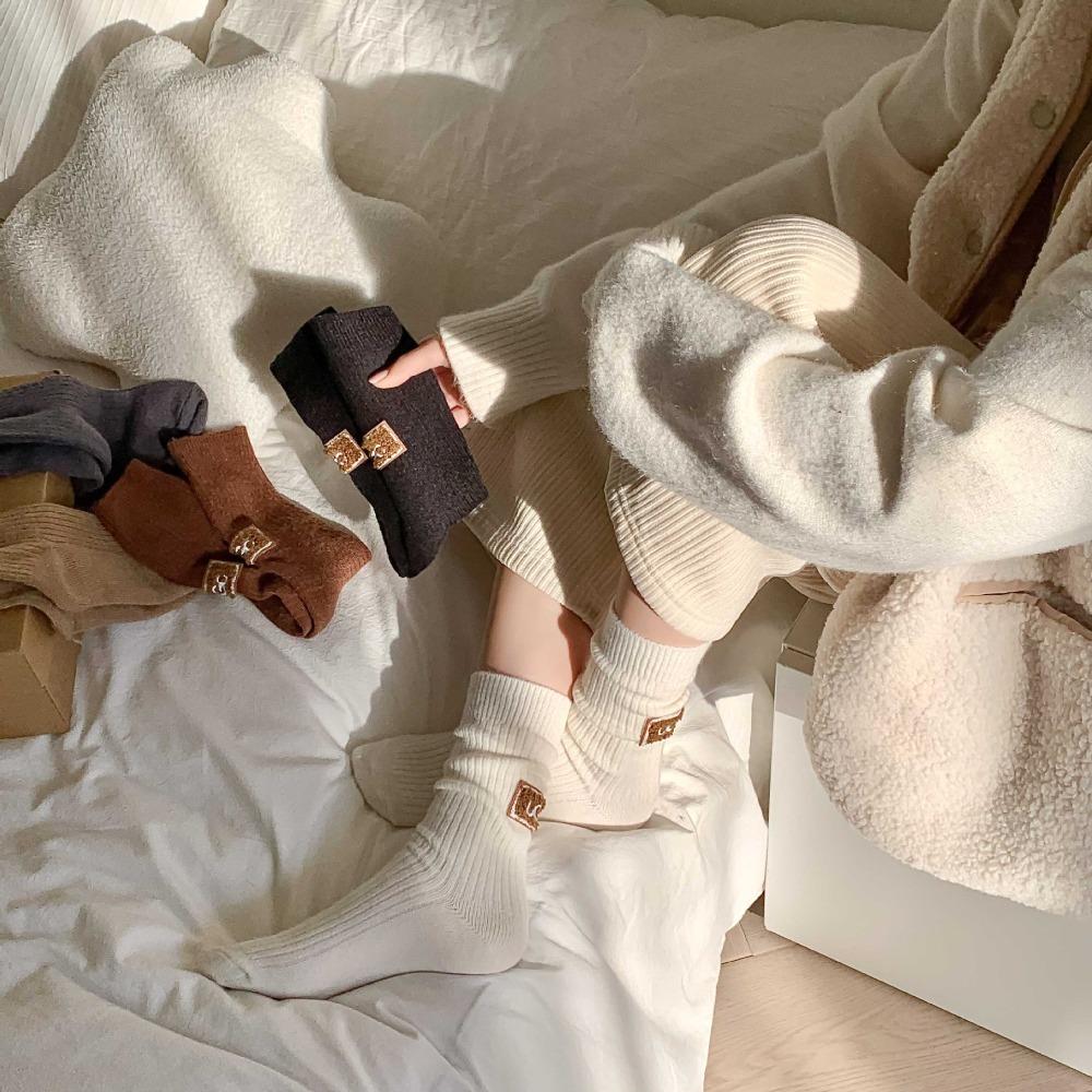 Носки средней длины для зимних ботинок, вязаные женские носки, новые зимние носки средней длины