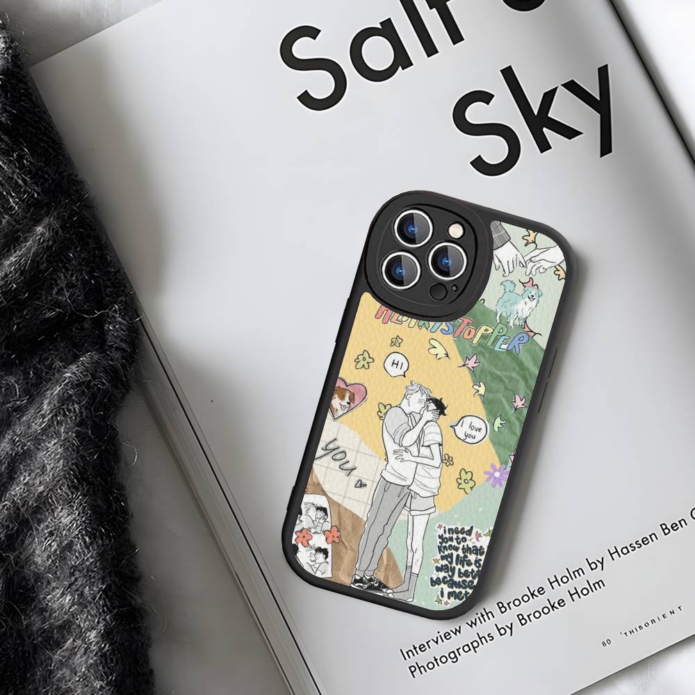 Love Heartstopper Cute Leather Phone Case For IPhone 16 14 15 Pro Plus 13 12 11 Pro Max Silicone Cover
