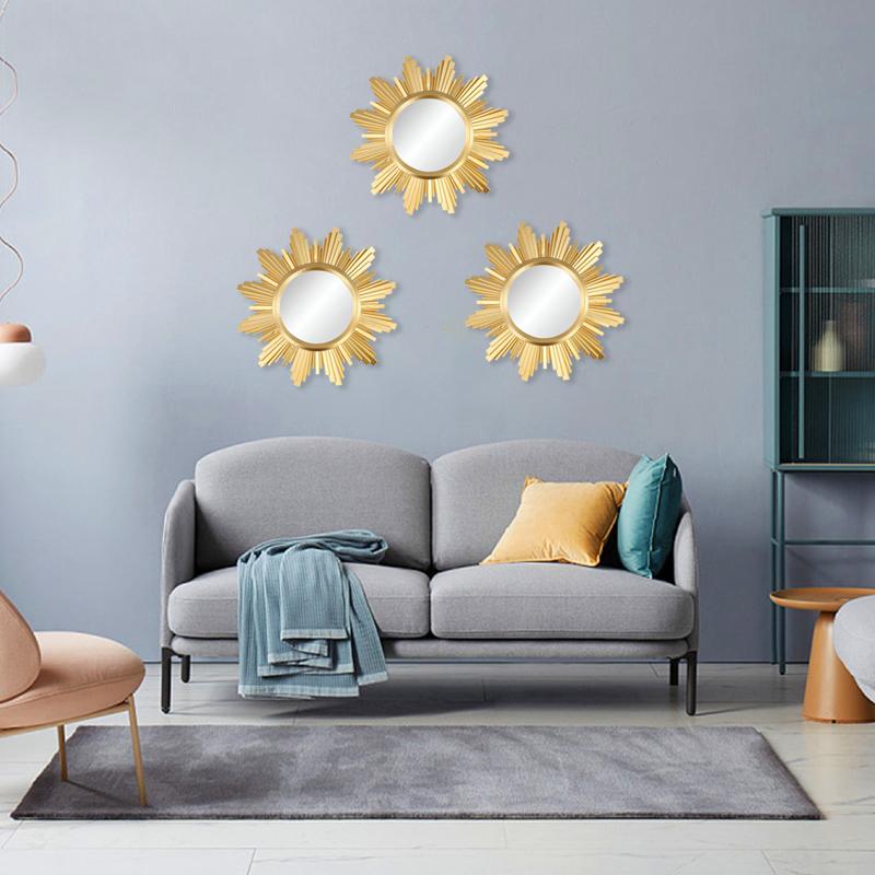 1PC/3PC Nordic Background Living Room Wall Decor Спальня Золотое Подвесное Зеркало Круглое Настенное Зеркало