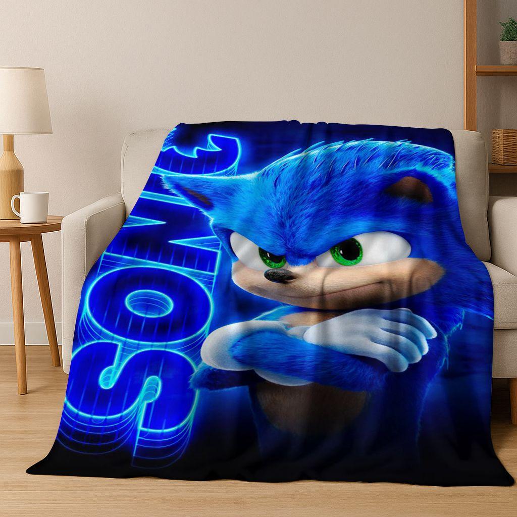 Классическое мультяшное игровое фланелевое одеяло S-Sonic, мягкое теплое плед-покрывало для кровати, спальни, гостиной, путешествий, пикника, офиса, подарок для детей