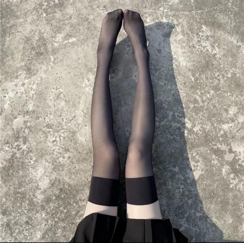 12D сексуальные прозрачные чулки женские с широким ребристым верхом и манжетами, нейлоновые чулки ярких цветов, гольфы с высоким содержанием масла, блестящие носочки