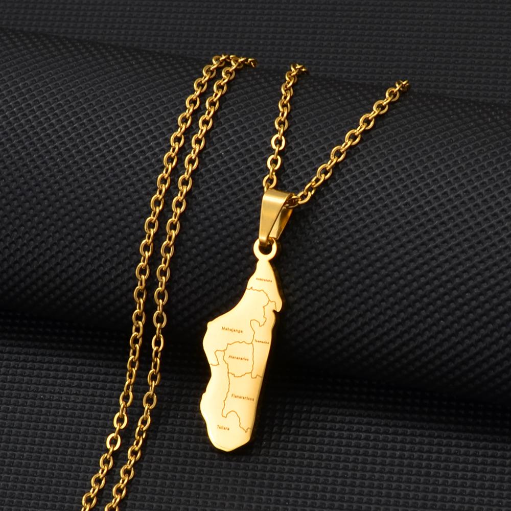 Anniyo Madagascar Map With Cities Name Pendant Necklaces Women Jewelry Africa Malagasy Maps @269421
