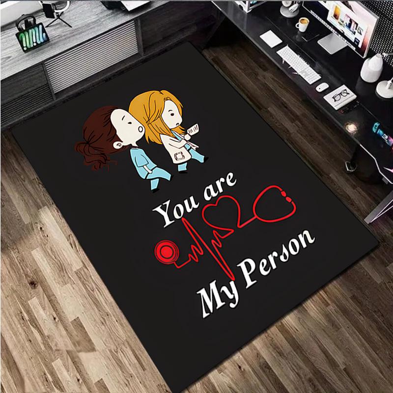 1Pc Grey's Anatomy Print Rug - home decoration Carpet For Living Room Bedroom Flooring Computer Chair Area Rug