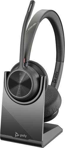 Poly Voyager 4320 UC Stereo Wireless Headset, Bluetooth, USB-A,+BT700 dongle, +Charging Stand, Black