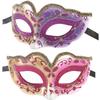 Set of 2 Sexy Venetian Masks for Masquerade Dance and Eye Masks Pink Women, Balls, Costumes, (Rose & Purple)