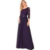 Вечернее платье   новое женское элегантное темпераментное семи-четвертное рукав длинное платье подружки невесты осень