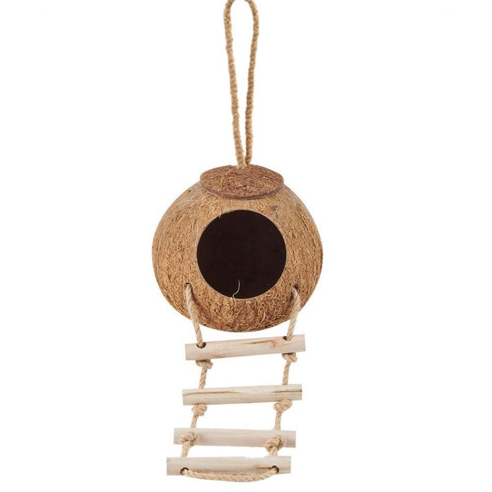С лестницей Кокосовая клетка для птиц Дышащая клетка для хомяков Прочное убежище для попугаев Морская свинка