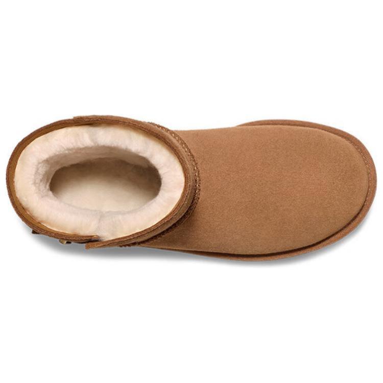 UGG Slip-On Round Toe Short Snow Boots Unisex Boots Chestnut 1166776-CHE