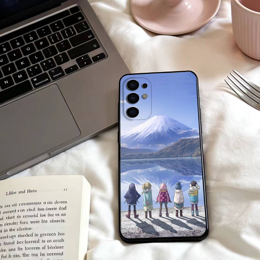 Чехол для телефона Аниме Y-Yuru C-Camp для Samsung S25,24,23,22,30,21,10,9,Ultra,Plus,Lite,FE,4,5 G Мягкий черный чехол