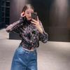 Mall 1116 Women's Spring and Autumn New Versatile Temperament Retro Floral Ribbon Long Sleeve Shirt 1111911