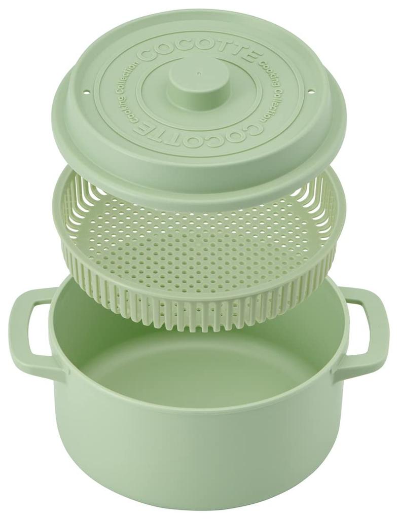 Skater Микроволновая кастрюля с посудомоечной машиной Тусклая Сделано в стиле кокот Коландер, Безопасная, 1600 мл, 18 см, Зеленый, Япония, MWCP2-A