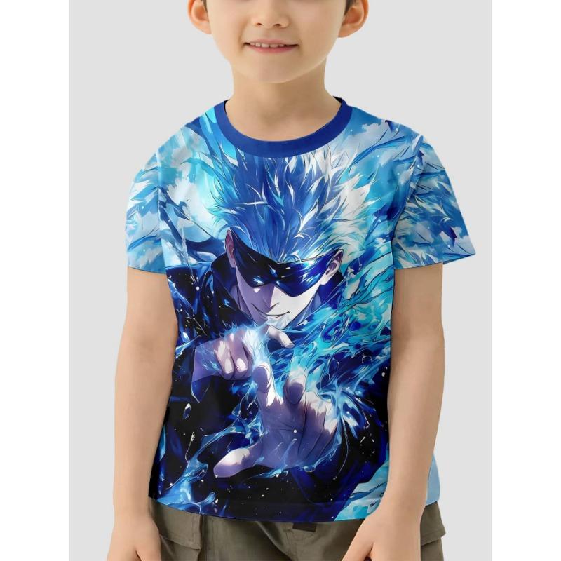 Jujutsu Kaisen Satoru Gojo Print Baby Clothing 5 To 14 Years Male Outdoor Clothes for Children Boy Girl Child T-Shirt Top Shirts