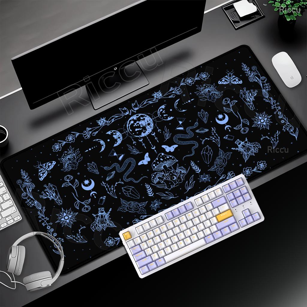 Black Tarot Card Desk Mat Office Moon Star Mouse Pad Witch Divination Deskmat Mushroom Tablemat Aesthetic Large Gaming MousePad