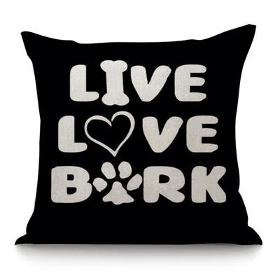 Black Love Letter Pattern Cushion Cover Dog Palm Punk Style Cotton Linen Office Sofa Decorative Throw Pillow Case Cojines