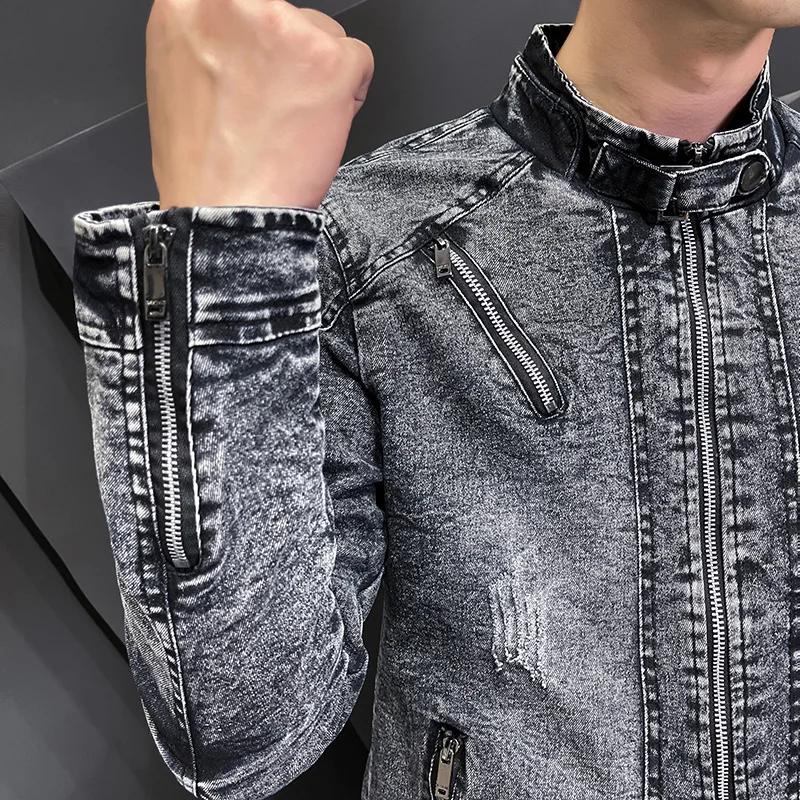 Модные зимние джинсовые куртки для мужчин, верхняя одежда, теплые джинсовые пальто, мужские ретро-узкие джинсовые куртки на молнии, более плотные джинсовые куртки