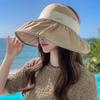 Sunscreen Large Brim Empty Top Sun Hat Women's Summer Ponytail Shading Breathable New Bucket Hat