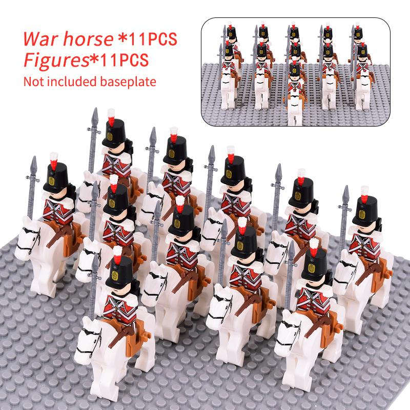 WW2 Military French Dragoon British Soldiers Cavalry Knights Figures Army Scottish Fuisiler Building Blocks Weapons Brick Toys
