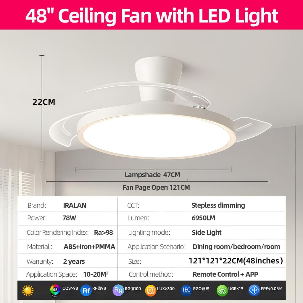Modern LED Ceiling Fan Light Remote Control For Bedroom Study Kitchen Living Room Dining Room Illumination Fixture Home Decor