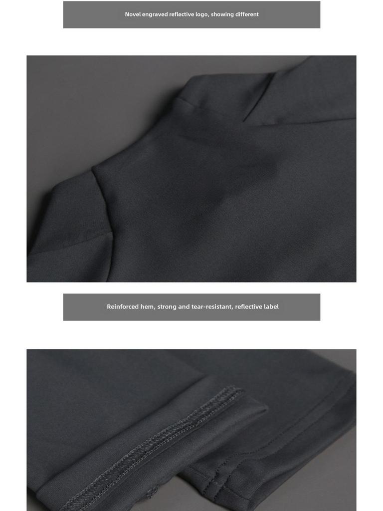 Мужской осенний велотоп с воротником-стойкой: Эластичная, солнцезащитная, с длинным рукавом, рубашка на молнии для фитнеса и бега