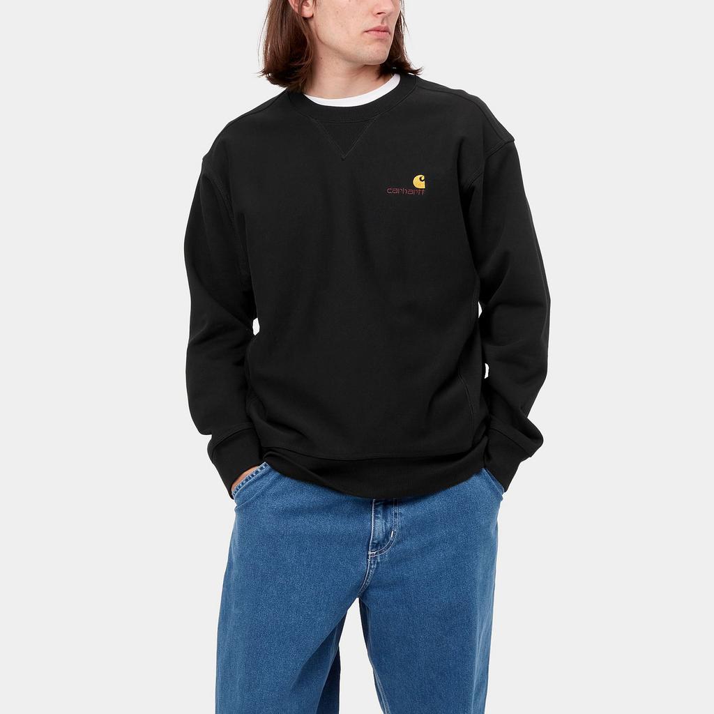 Carhartt WIP Свитшот с американским принтом Черный Мужской Уличная одежда I025475-89-XX
