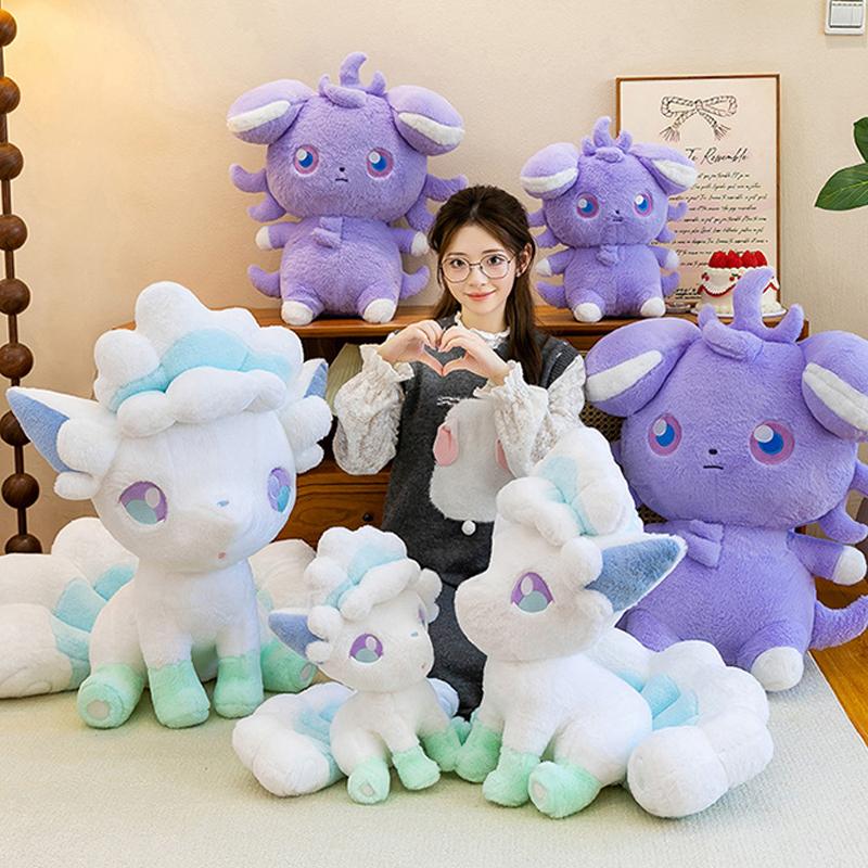 40/80cm Kawaii Espurr Plush Toys Alolan Vulpix Doll Cute Large Plushie Stuffed Pillow Gift for Kid Birthday Xmas
