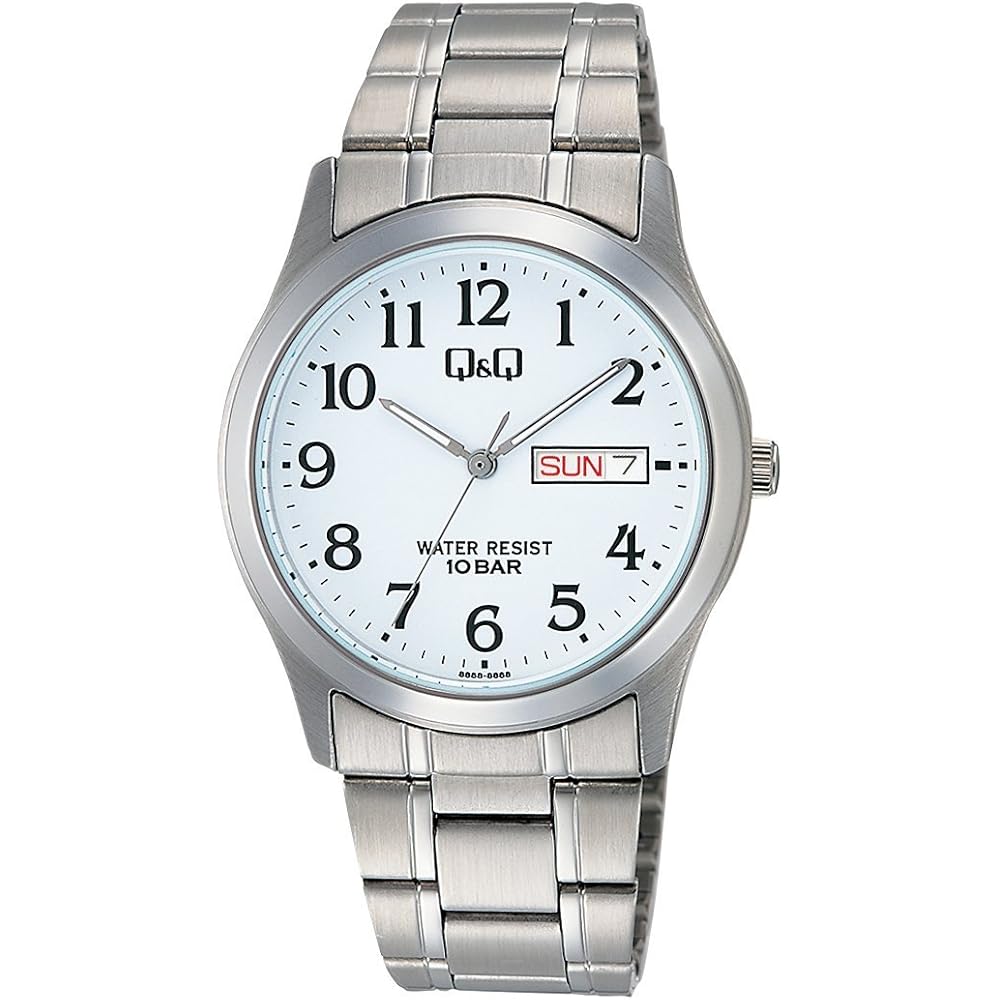 Citizen Q&Q Analog Waterproof Watch with Date and Day Metal Band W472-204 Men's White