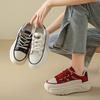Женская обувь, Женские кроссовки, Белые туфли на толстой подошве, увеличивающие рост, Низкие, с круглым носком, на шнуровке, повседневные