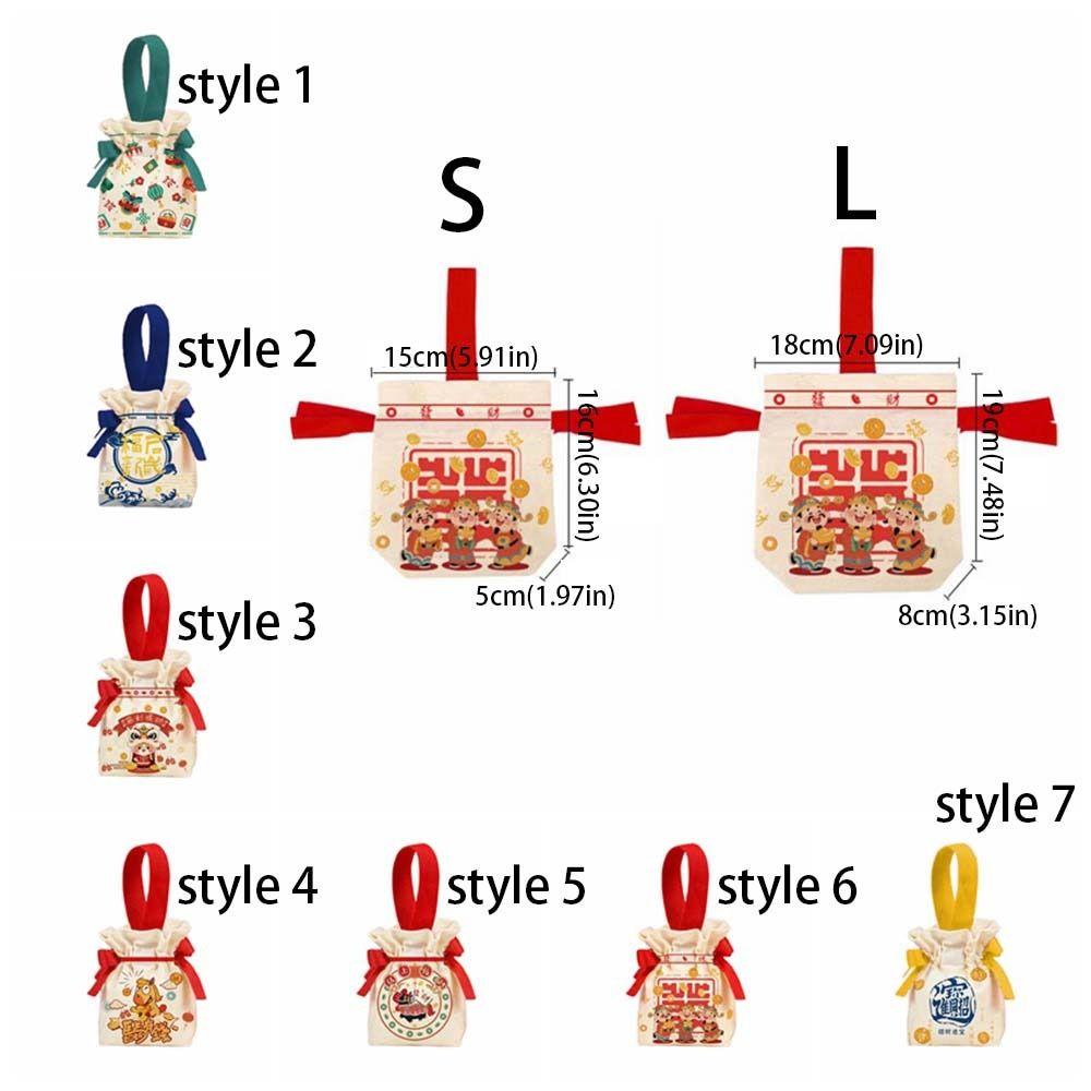 Gift Cartoon 2026 New Year Gift Bag Canvas Portable Horse Year Handbag Bag Large Capacity Blessing Packaging Bag Candy Storage