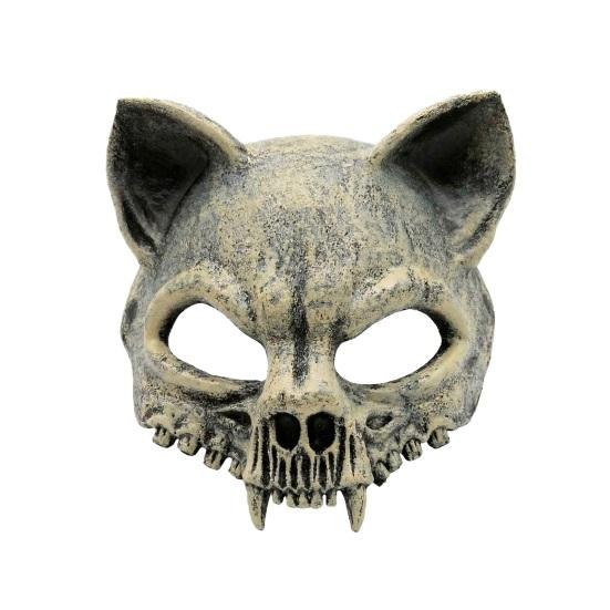 Dark Style Cosplay Prop Animal Skull Masque for Adults, Scary Cat Half Face Realistic Skeleton Masque, Creepy Halloween Party Accessory Cosplay,