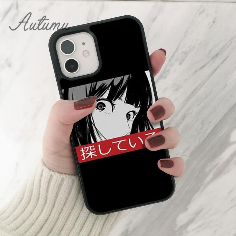 Грустный японский аниме эстетический чехол для телефона iPhone 11 12 13 14 Pro Max mini X XR XS SE 2020 6S 7 8 Plus Galaxy S21 S22 shell