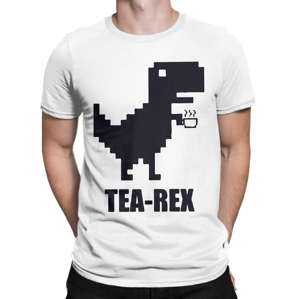 Men's T-Shirt Tea-Rex T-Rex Dinosaur Teacup Funny 100% Cotton Tee Shirt Short Sleeve Cartoon Cute T Shirts Merchandise Gift Idea