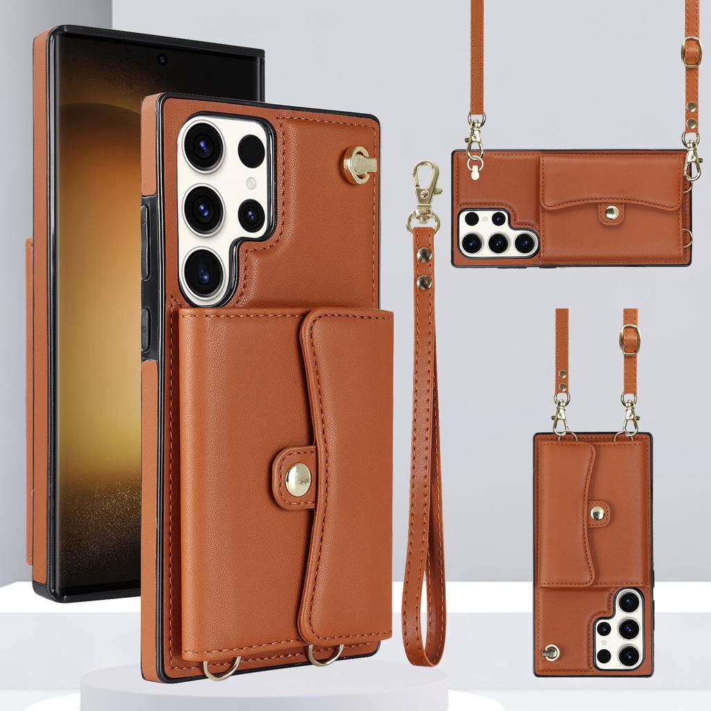 Applicable To Samsung S23 Ultra Card Plug In Organ Leather Case A13 Tilt Cross Phone Case NOTE20 New Mobile Phone Case