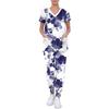 Leopard print print women's V-neck nursing suit, summer new casual suit, light and comfortable