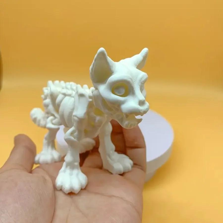 3D-печать статуэток скелета кошки на Хэллоуин, декорации в виде головы кошки-черепа. Идеальные подарки для любителей кошек, украшения на Хэллоуин
