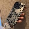 Черная бабочка подходит для чехла на мобильный телефон Apple 16promax iPhone15 цвет серебристый 13 противоударный 14 высококачественный лазерный.