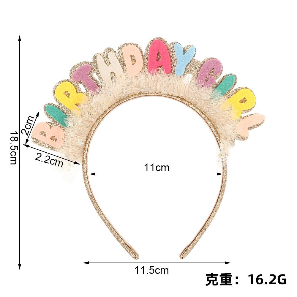 TREETIP Custom Birthday Girl Headband Colorful Glitter Letters Lace Trim Hair Band Party Photo Prop Kids Women Girls Decoration