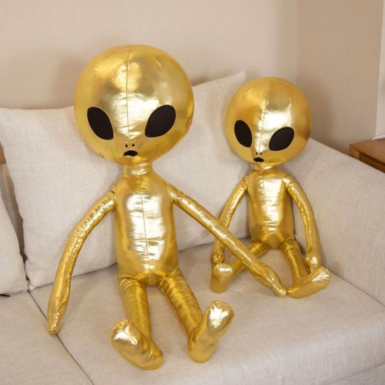 Металлическая плюшевая игрушка «Инопланетянин», забавная кукла с выражениями, глянцевая футуристическая мягкая игрушка, успокаивающая подушка для объятий, креативный подарок для детей и мальчиков