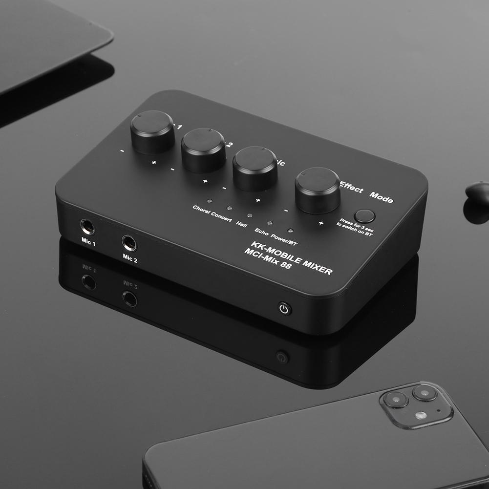Компактный аудиомикшер для караоке AUX ВХОД/ВЫХОД Bluetooth-подключение Два микрофонных входа Цифровой звук Караоке-машина для ТВ/ПК и усилителя