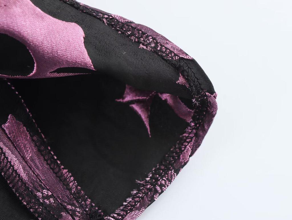 Spring 2025 Women's Off-Shoulder Jacquard A-Line Dress - European & American Style