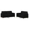 2 Piece Sofa Set with Cushions Black Fabric