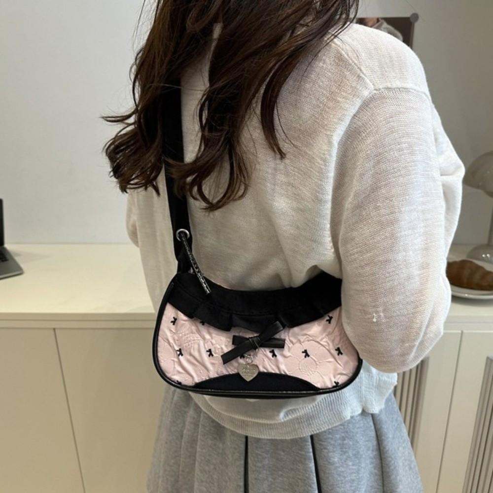 Korean Style Bow Shoulder Bag Leisure Crossbody Bag Lovely Underarm Handbag Travel