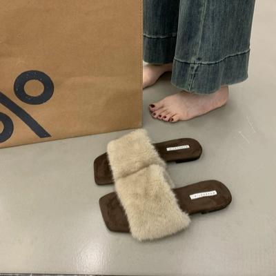 Осень 2025 новые туфли Мао Мао тапочки на одной подошве женские леопардовый принт сандалии на плоской подошве прилив хлопковые мопы