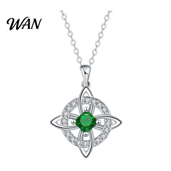 Celtic Knot Jewelry Necklace Witches Birthstone Sparkling Symbol Delicate Pendant Wiccan Spiritual Gift for Women Mom Wife Girlfriend Rhinestone