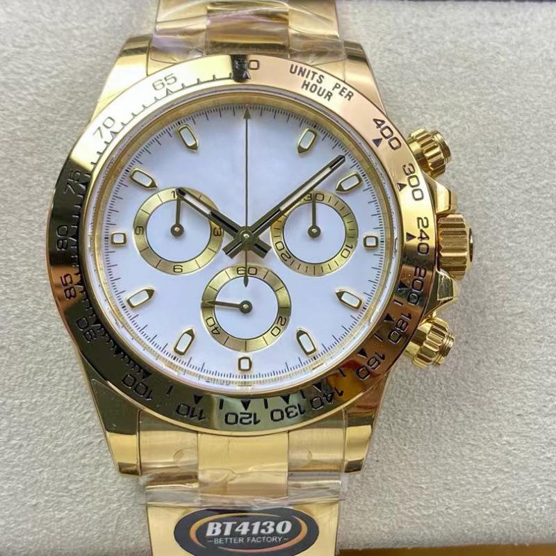Мужские автоматические механические часы Rolex Daytona 40 мм, многофункциональные, с инкрустацией бриллиантами.