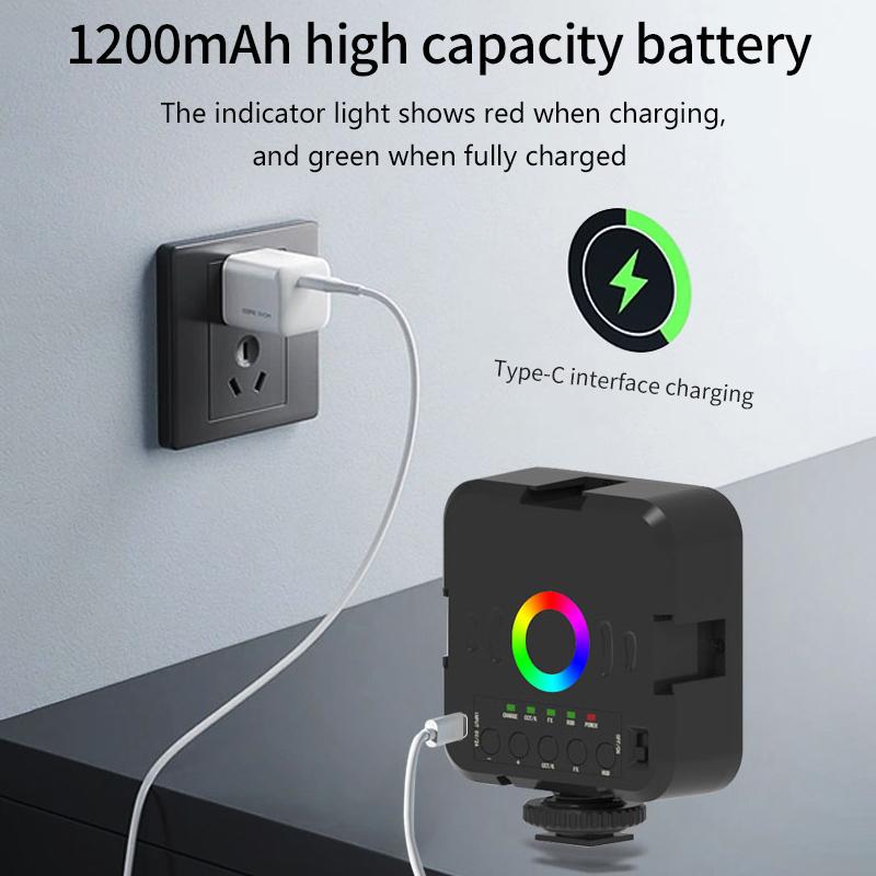 Pocket Full Color RGB Fill Light Portable LED Video Mini Fill Light For Camera Smart Phone For Laptop Camera Adjustable RGB Lamp