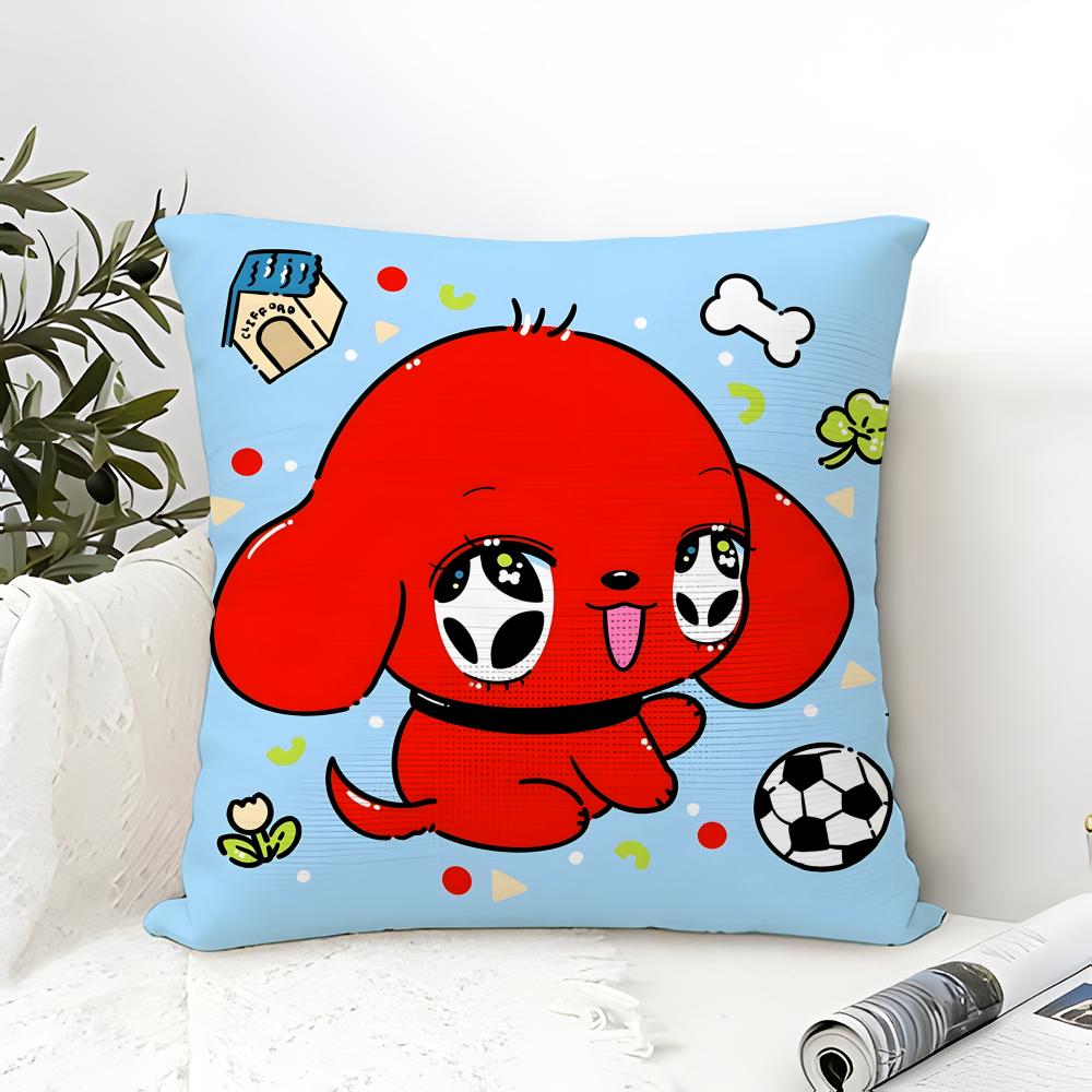 Pillow Case Cotton Linen Fabric Square Zipper Pillowcase Home Decorative Living Room Comic Cartoon C-Clifford The Big Red Dog 2