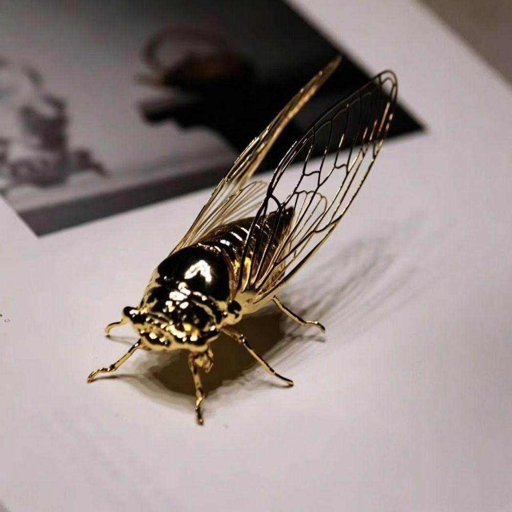 Hollowed-out Zinc Zinc Alloy Animal Statue Mini Vintage Insect Sculpture Cicada Figurine Home Office Decor