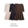 Kaslead New Arrival Women's Clothing Fashion Style Fashion Pure Color Stretch Crew Neck Long Sleeves Length Dress 3641861