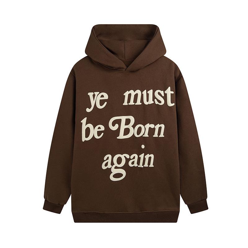 Cross-border trendy brand high street kanye Kanye same rebirth foam letter hooded sweater men's and women's bf hoodie jacket